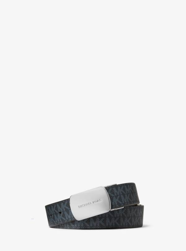 Panske Opasky Michael Kors Reversible Logo and Leather Modre - Doplnky Michael Kors Sleva | QNPJA-5108